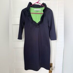 Gretchen Scott Designs Dark Blue Dress with Green Lining